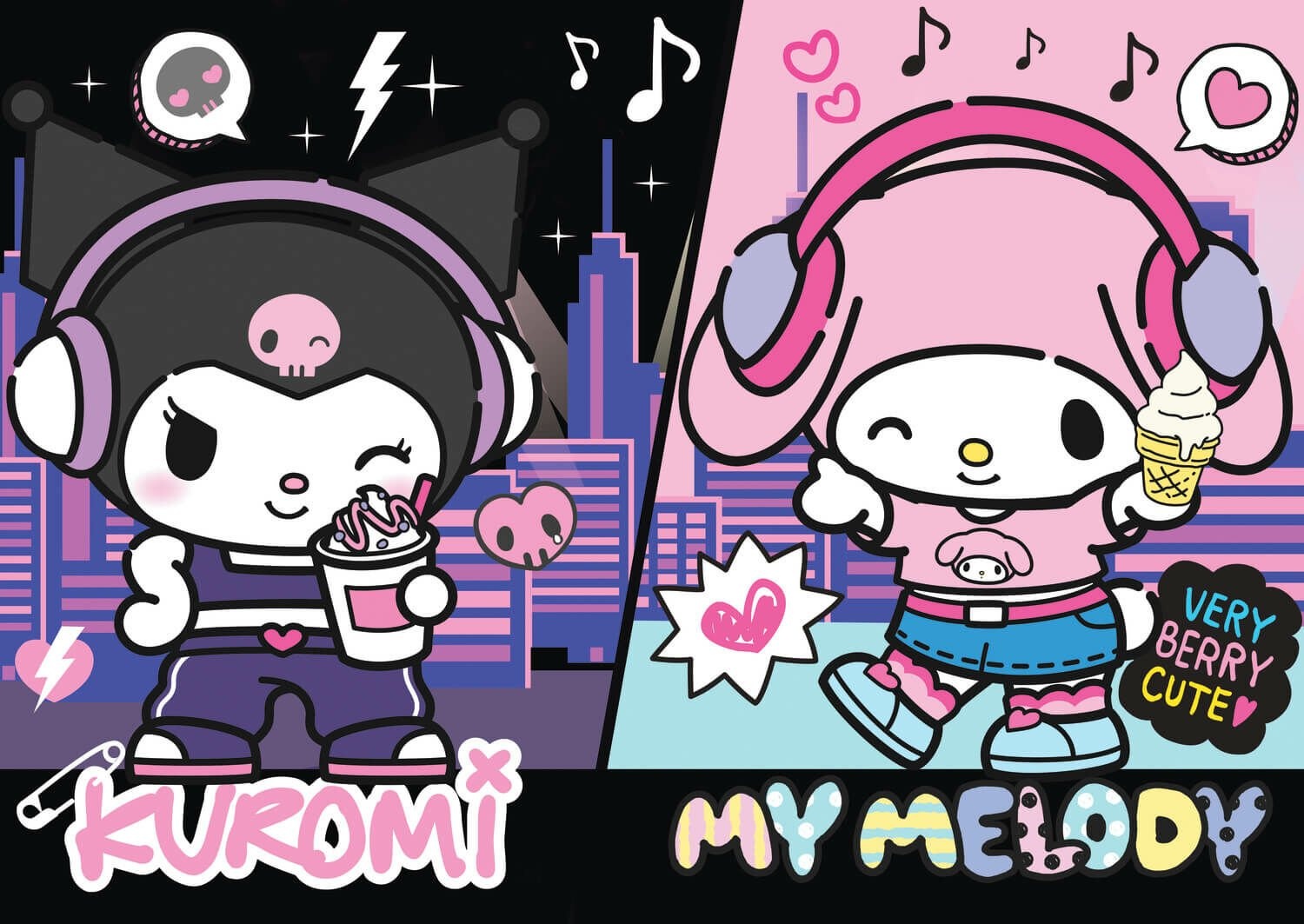 Puzzle Glitter 100 El. Hello Kitty, Kuromi