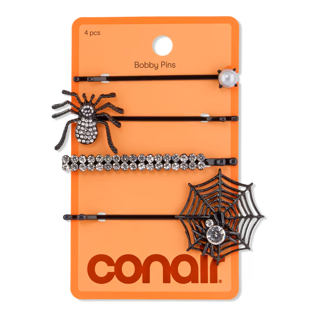 Conair Accessories  Halloween Black Spider Bobby Pins 4 Pack