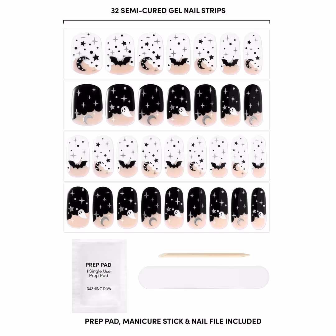 Dashing Diva  GLAZE DESIGN, Semi-Cured Gel Nail Strips, By Night