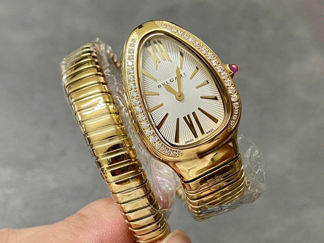 BVL Watch SERPENTI SPIGA GOLD DIAMOND BEZEL WHITE DIAL