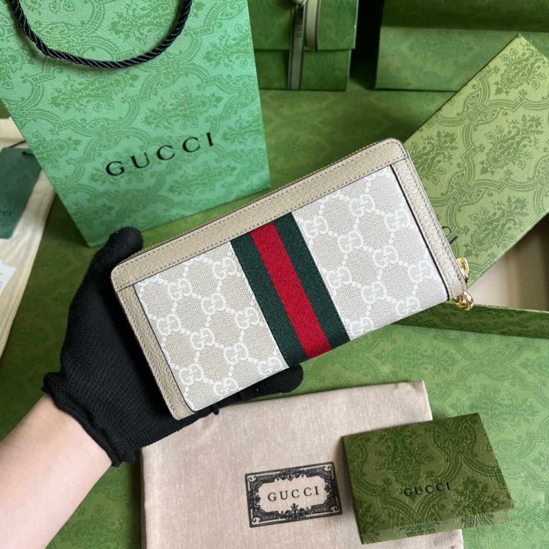 Gucci Ophidia zip around wallet with Web 523154