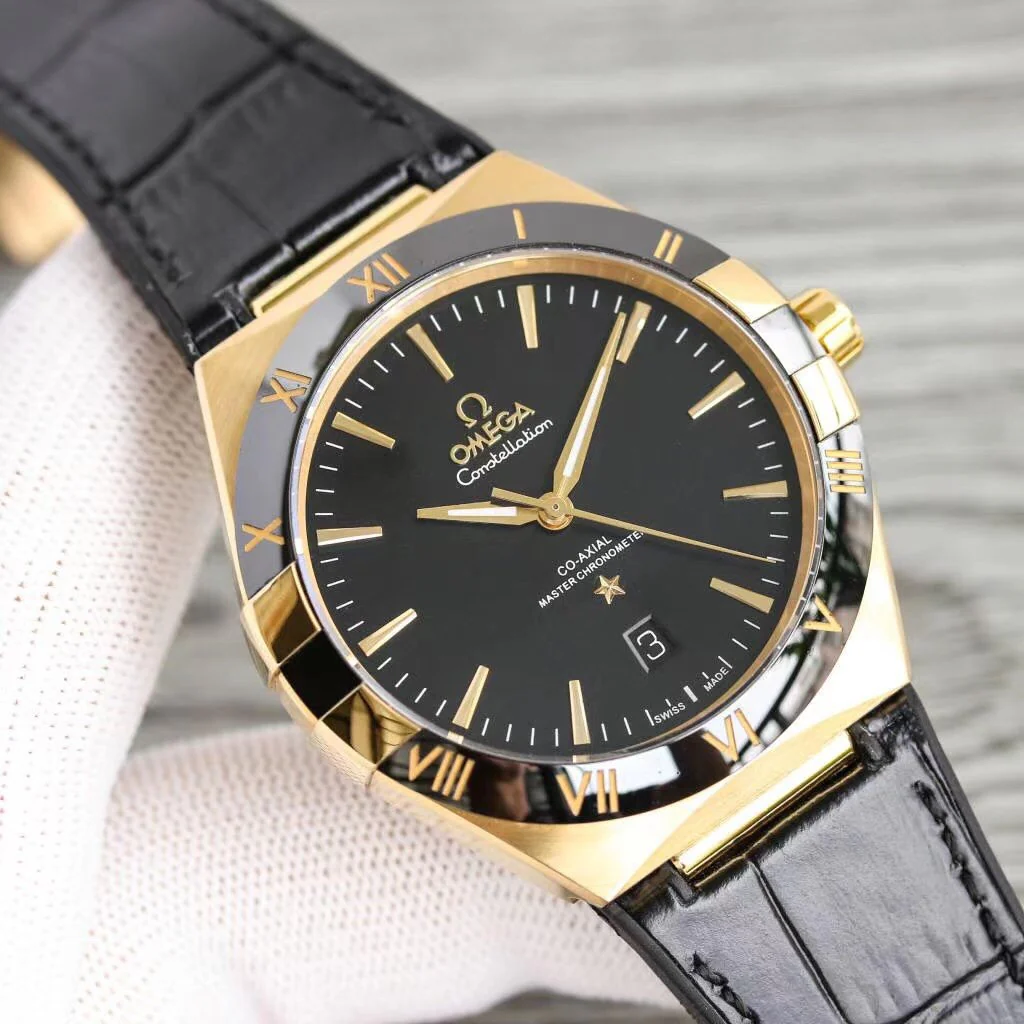Omega Watch CONSTELLATION 41MM GOLD CASE BLACK LEATHER