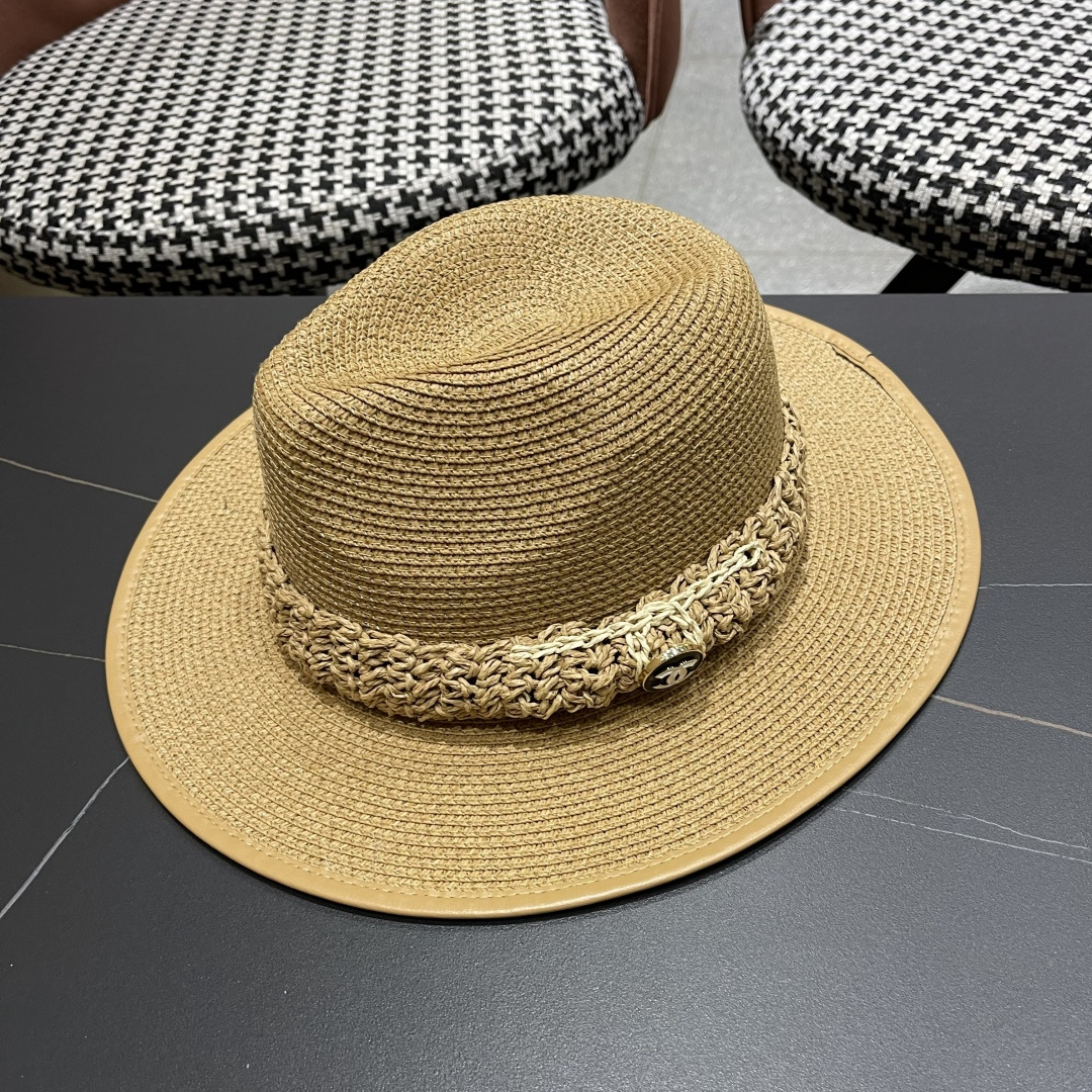 Chanel CC Logo Panama Hat Sun Hat Fedora
