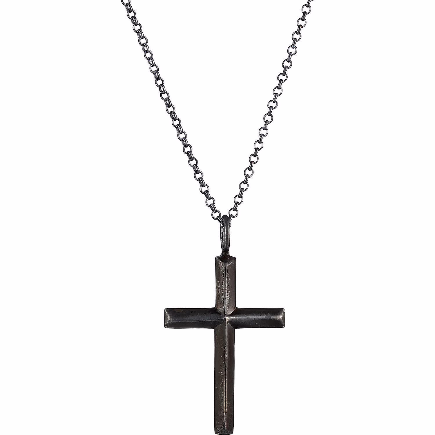 Herren Erbskette Kreuz Oxidiert Massiv 925 Silber