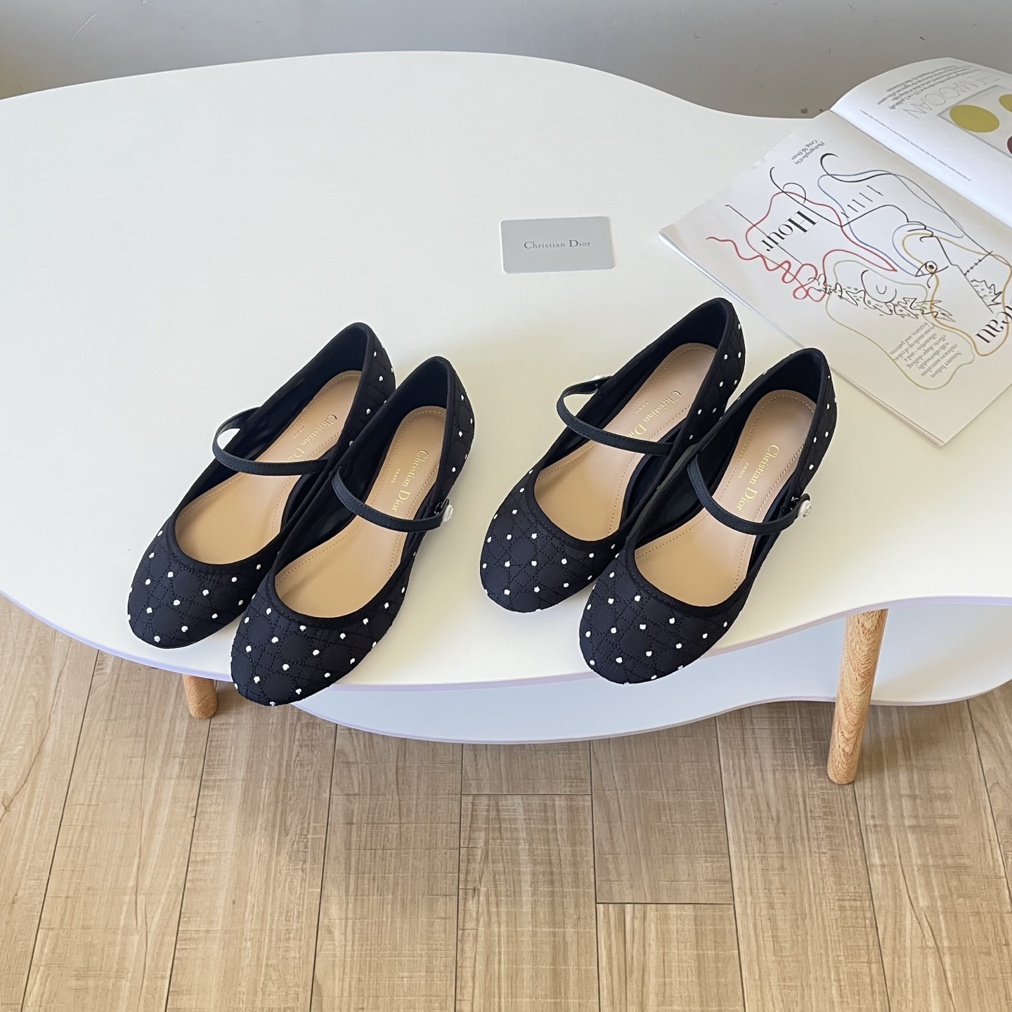Dior PUNK 26P Women's Square Toe Fashion Polka Dot Shoes