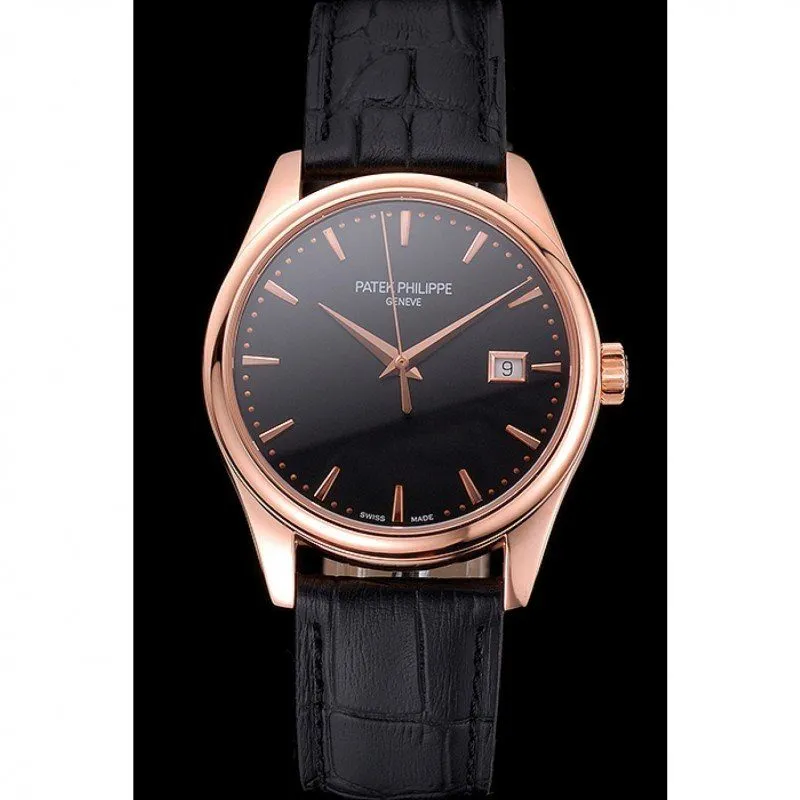 Patek Philippe Calatrava Black Dial 38 mm, Rose Gold Plated