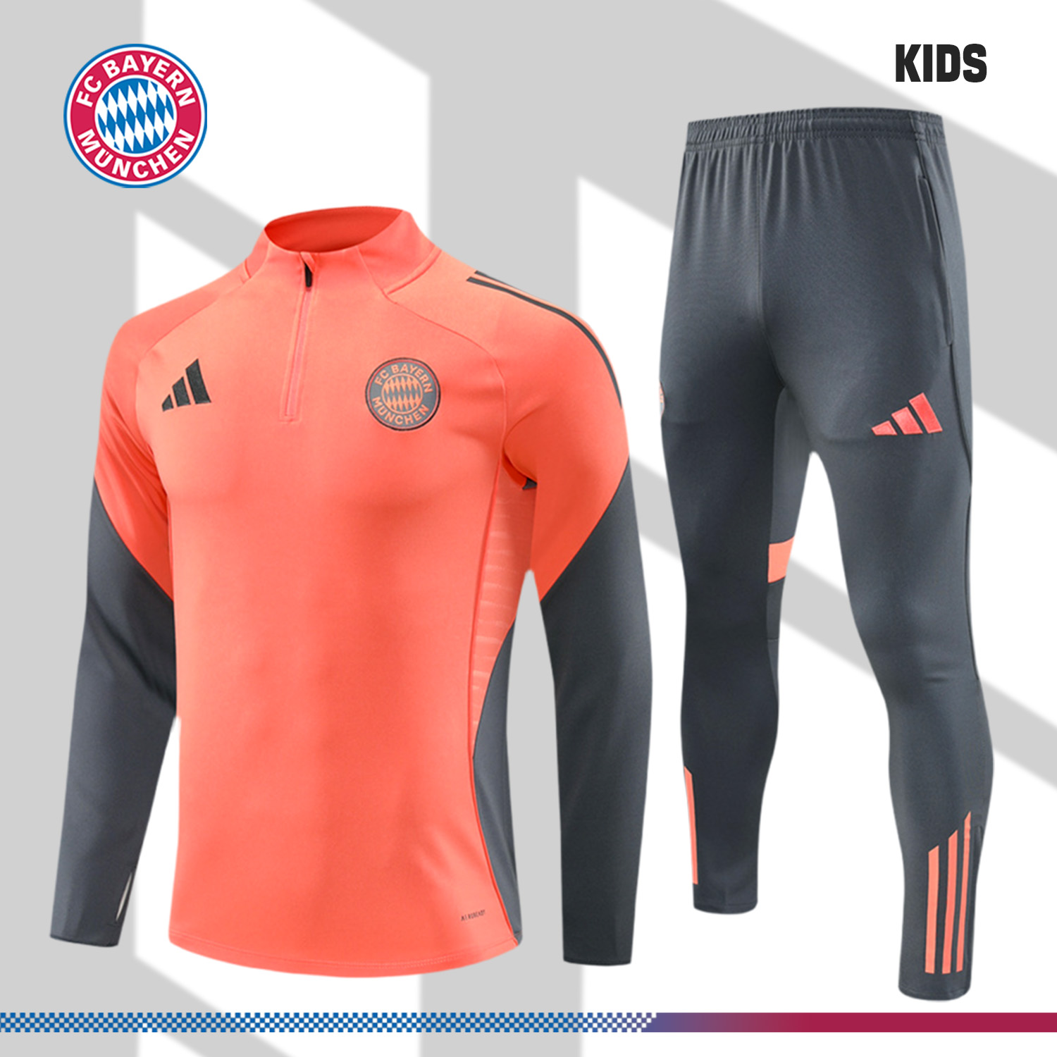 2025/2026 Bayern Munich Half Zip Kids Jersey (Kids Kit)