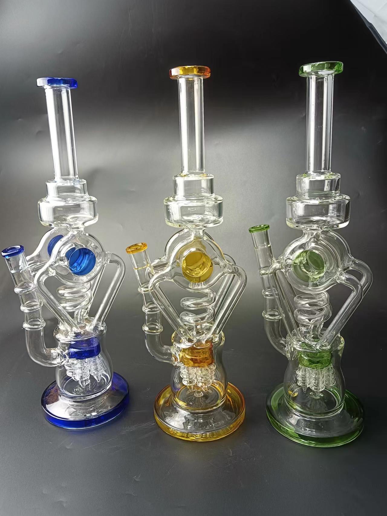 15 Gourd Perc Recycler Glass Bong