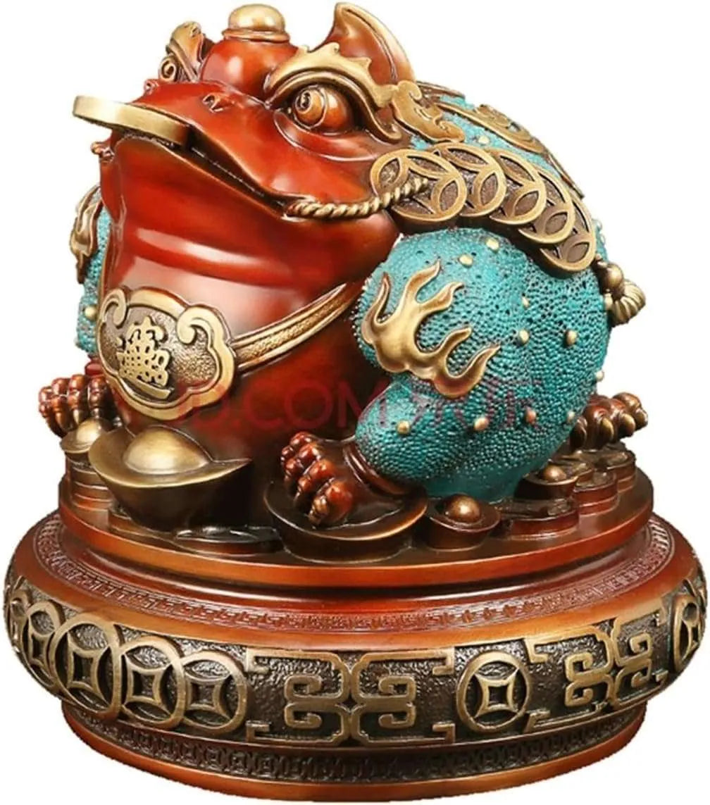 Feng Shui Table Statue Coin Money Lucky Frog Feng Shui Frog Coin Money Lucky Frog Chinese Charm for Prosperity Home Decoration Frog Treasure Basin Statue Buddha Decoration