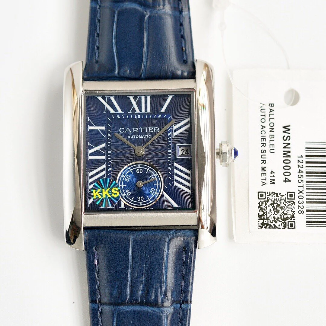 Cartier Watch TANK MC SECOND TIME STEEL CASE LEATHER