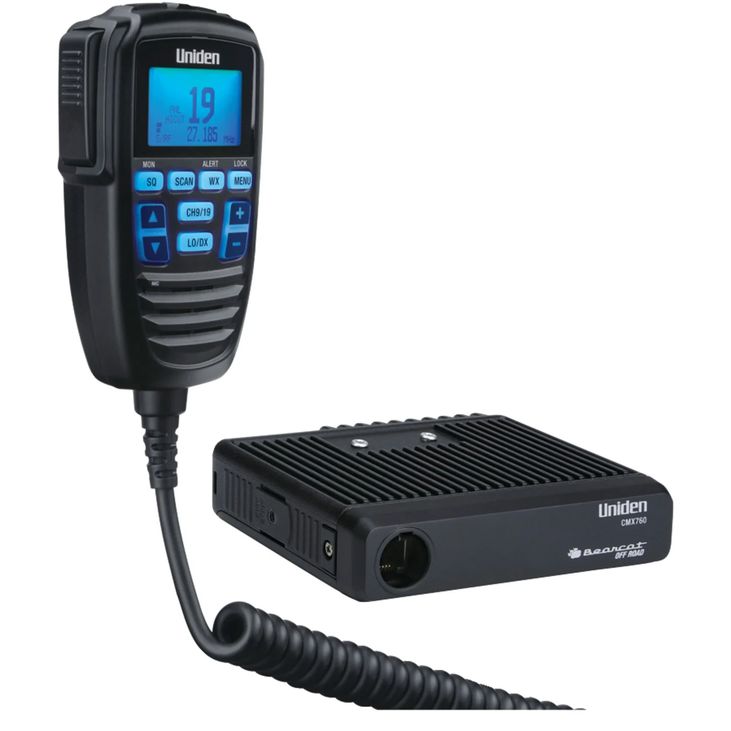 Uniden CMX760 40-CH Off-Road Compact CB Radio & Tram 4-W-HC Fiberglass CB Antenna