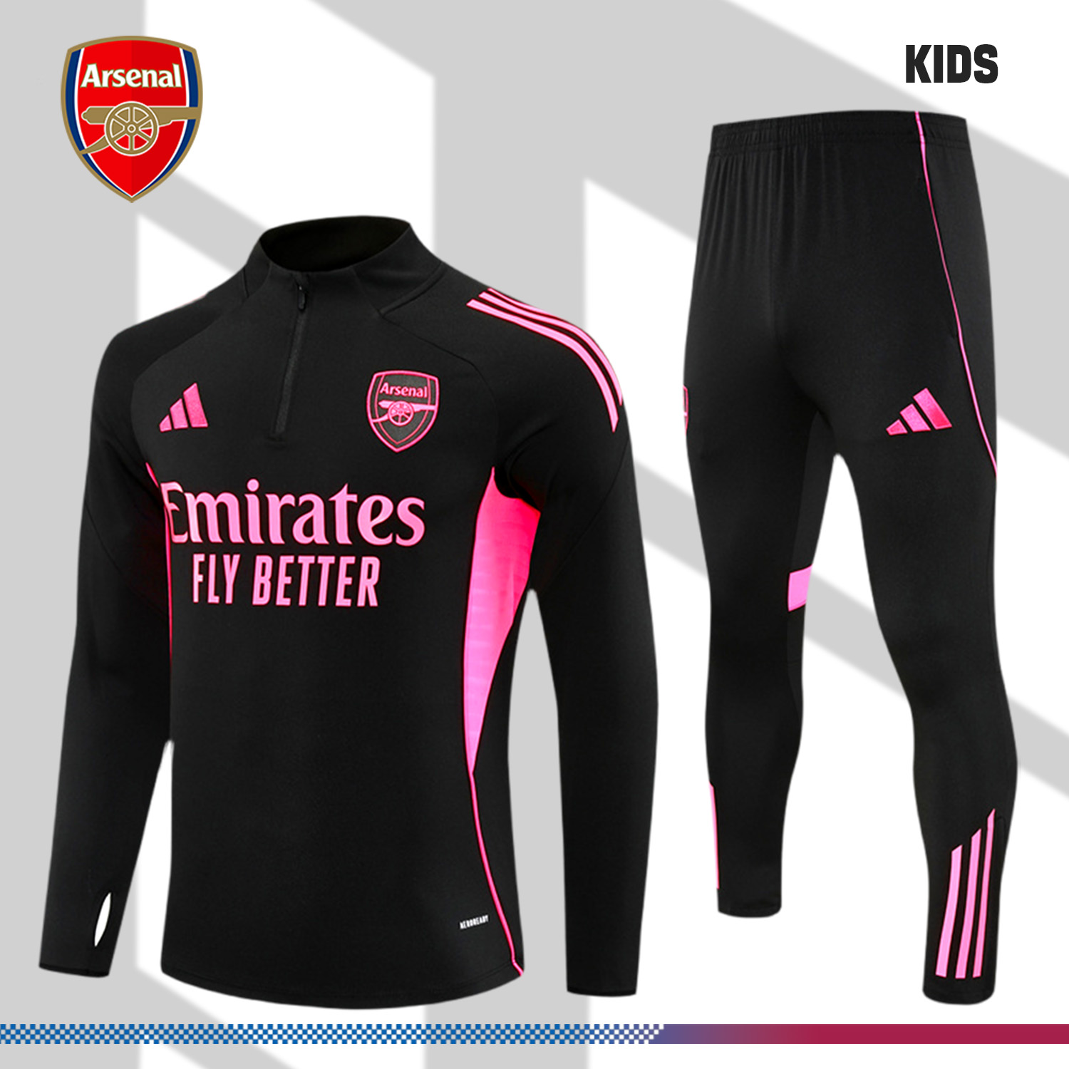 2025/2026 Arsenal Kids Half Zip Training Clothes (Kids Kit)