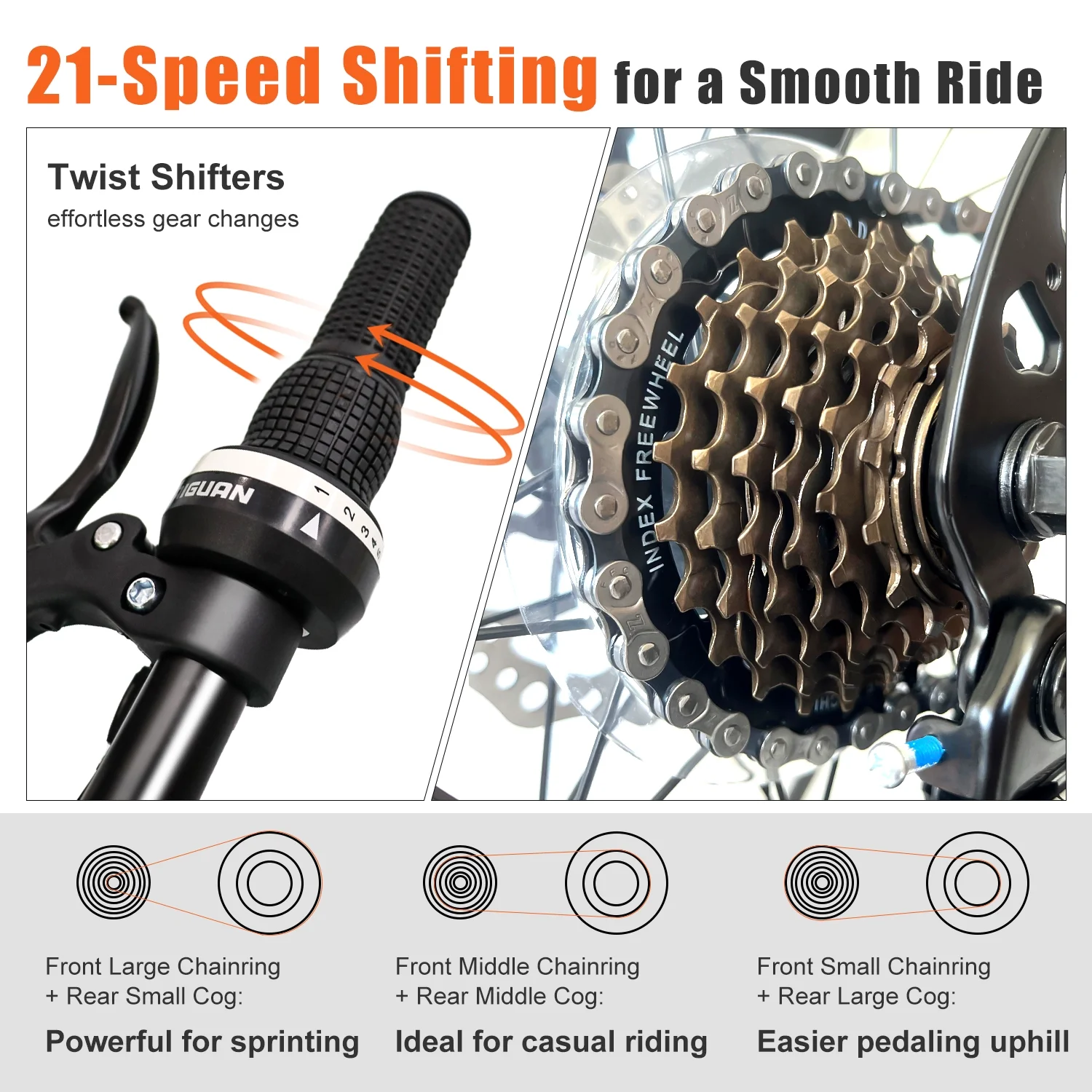 Mountain Bike for Men/Women, 27.5" Sizes, 21-Speed Twist Shifting, Disc Brakes, Adult MTB Bicycle with Suspension Fork, Easy Assembly, Ideal for Adventurers, Black(L8)