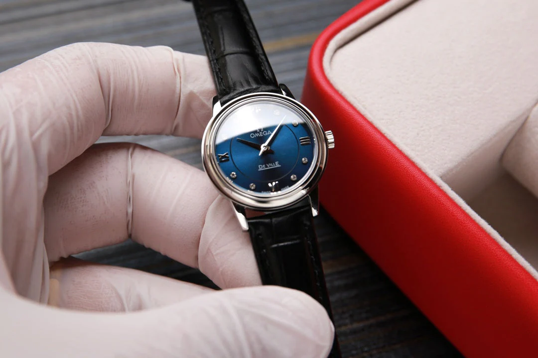 Omega Watch De Ville 27.4mm Blue Dial Leather