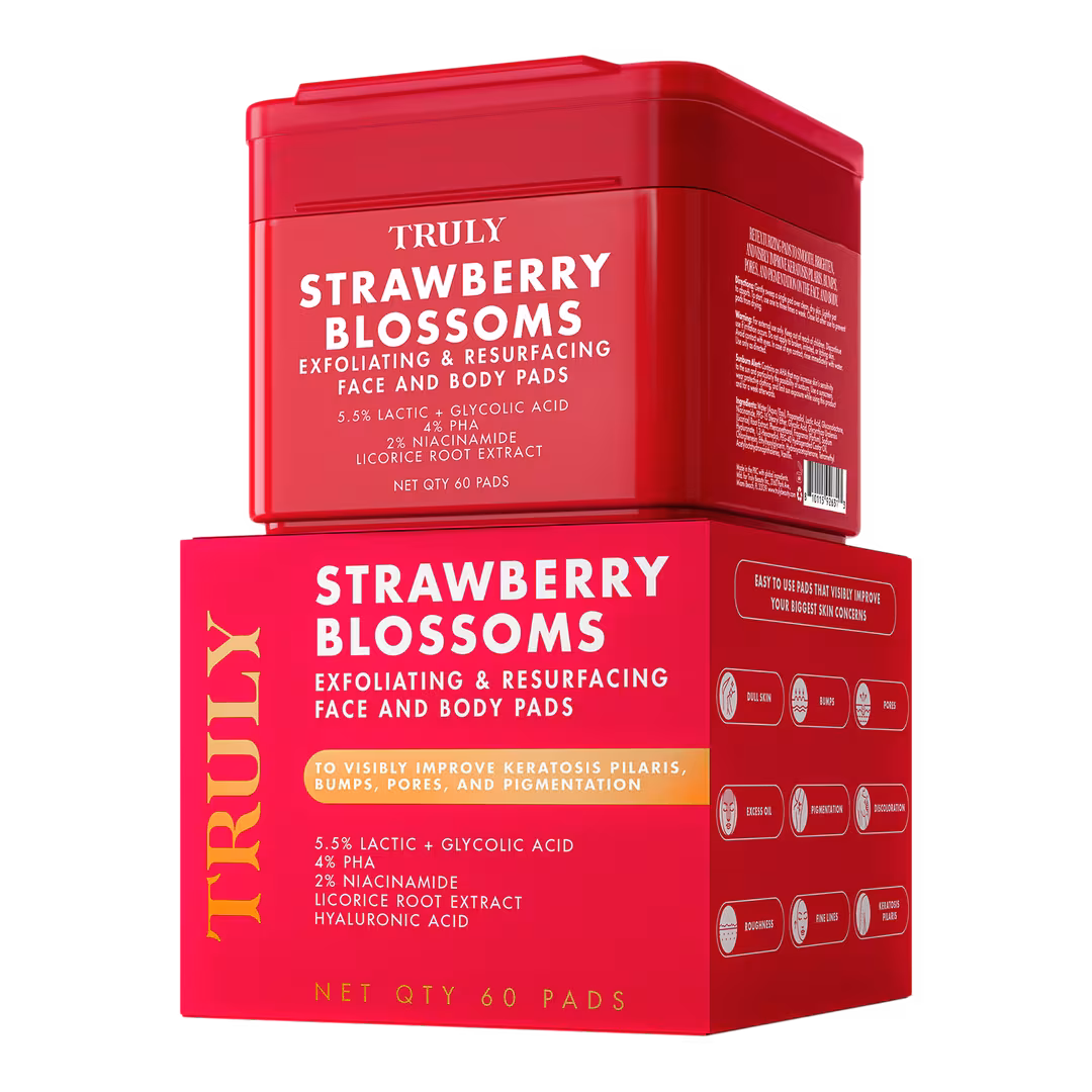Truly  Strawberry Blossom Exfoliating & Resurfacing Face & Body Pads