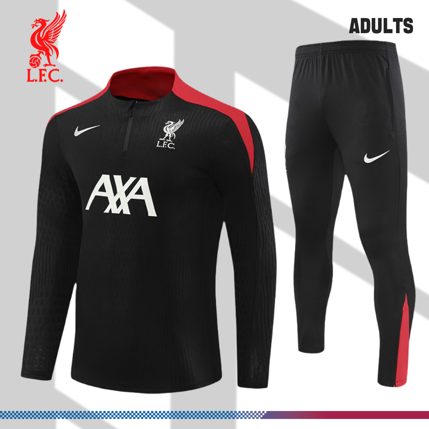 2024/2025 Liverpool Black Adult Half Zip Training Suit (Adult Kit)