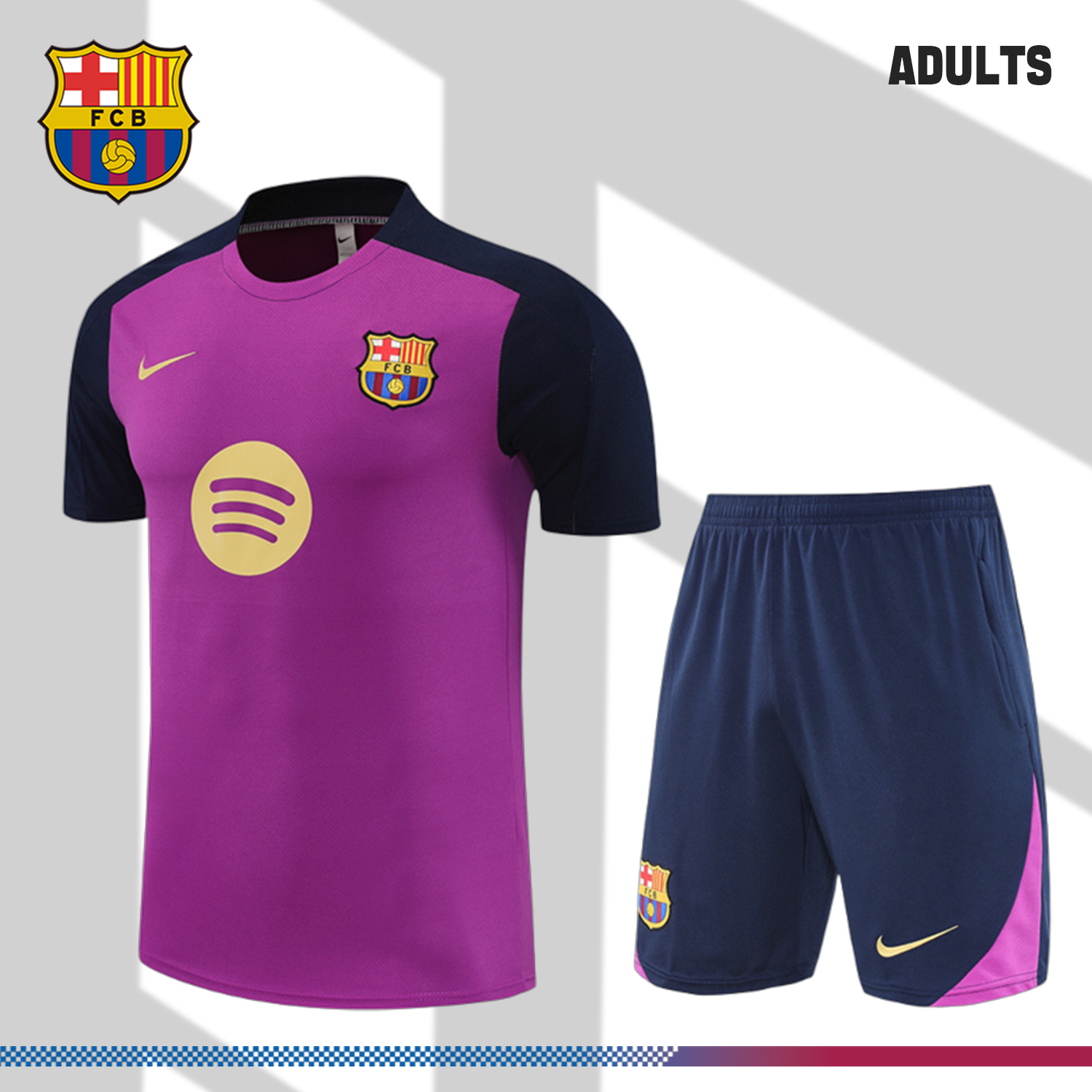 2024/2025 Barcelona short-sleeved purple training suit (Adult Kit)