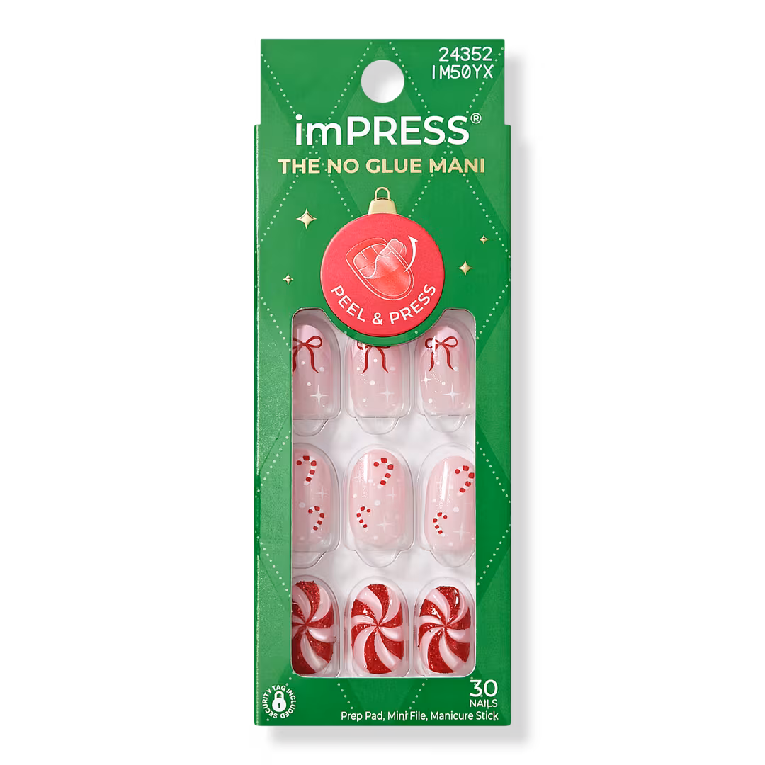 Kiss  Impress Design Short Oval Press On Nails, Frost