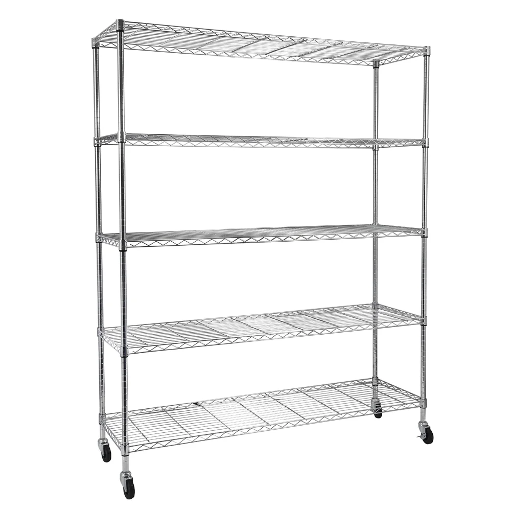 Gzxs NSF Certified Storage Shelves, Heavy Duty Steel Wire Shelving Unit with Wheels and Adjustable Feet, Used as Pantry Shelf, Garage or Bakers Rack Kitchen Shelving - (18
