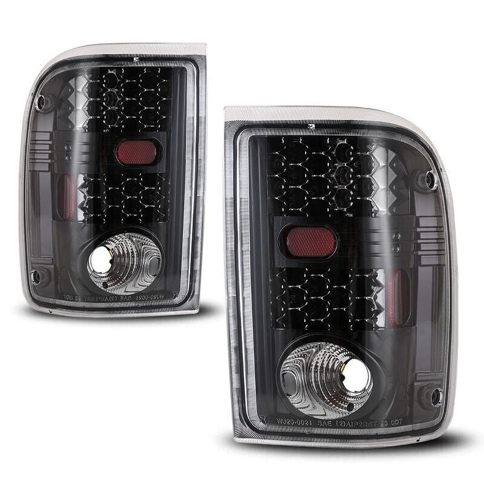 Winjet Pair Tail Lights Assembly for 2001 2002 2003 2004 2005 Ford Ranger Taillights, Rear Lamp Replacement w/Led Turn Signal, Reverse, Running and Brake Lights(Clear Lens)
