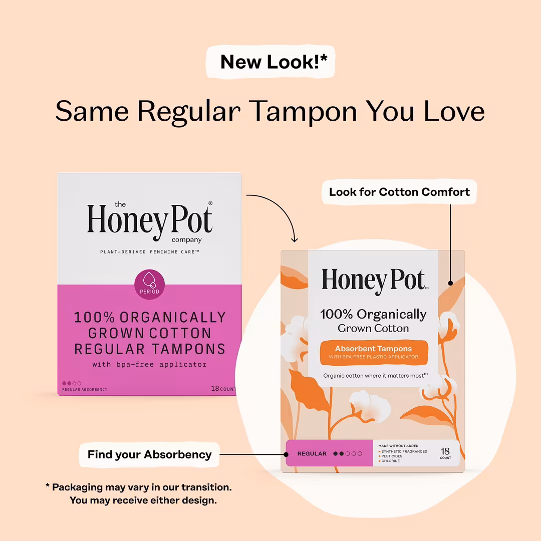 Honey Pot  Organic Cotton Regular, BPA-Free Applicator Tampons