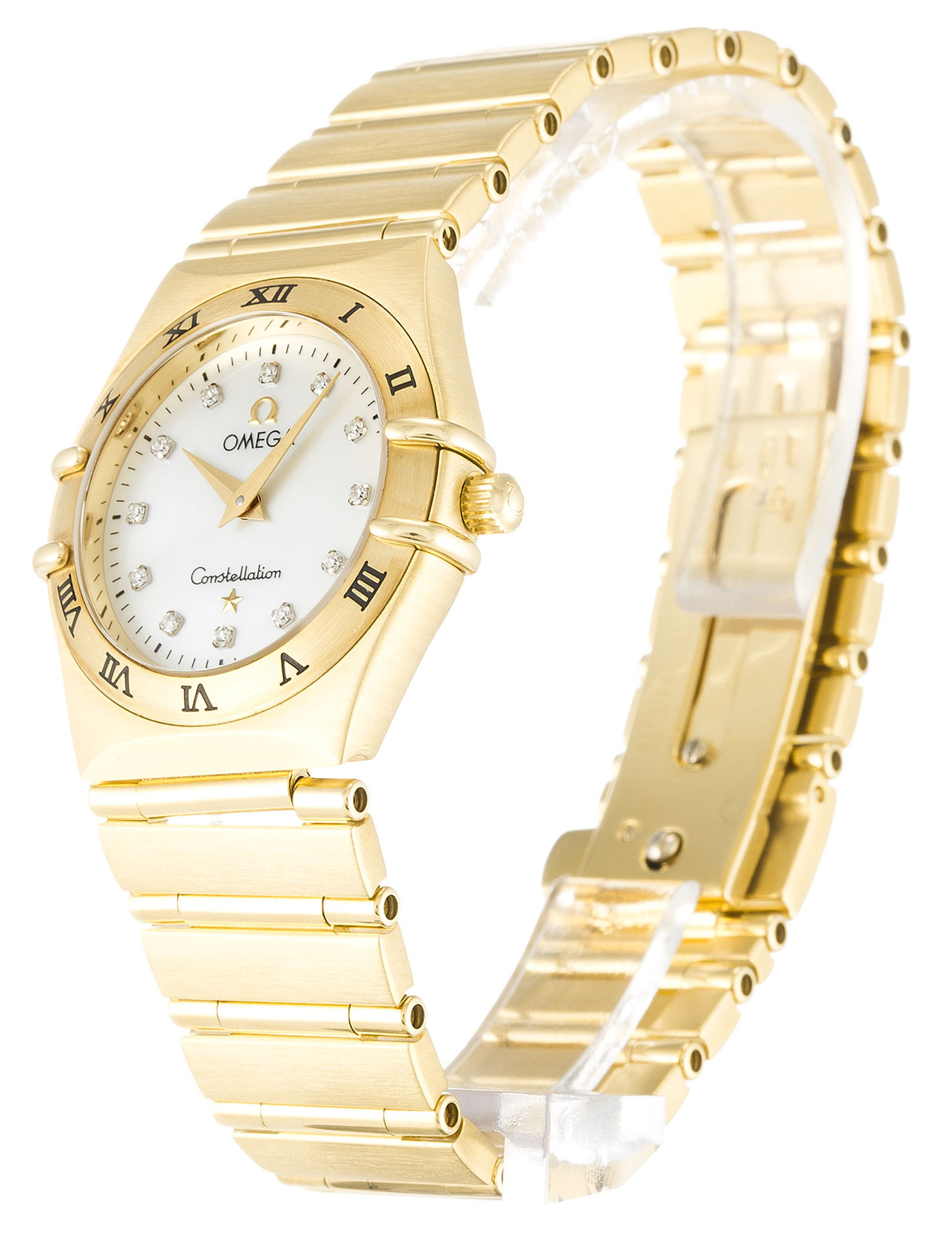 Replica Omega Constellation Small Yellow Gold Case Diamond Markers Lady 1172.75.00 25.5MM