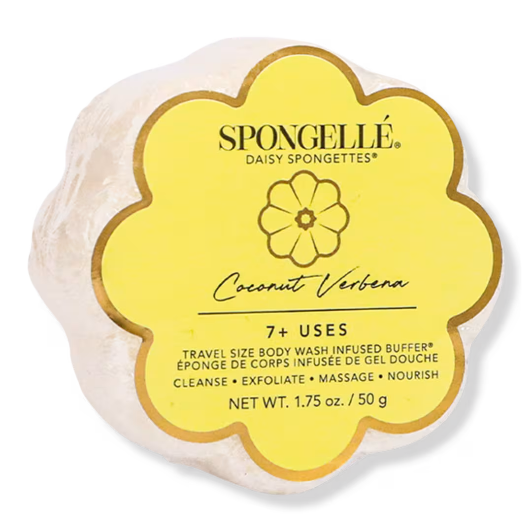 SPONGELLE  Coconut Verbena Daisy Spongette | Travel Body Wash Infused Buffer