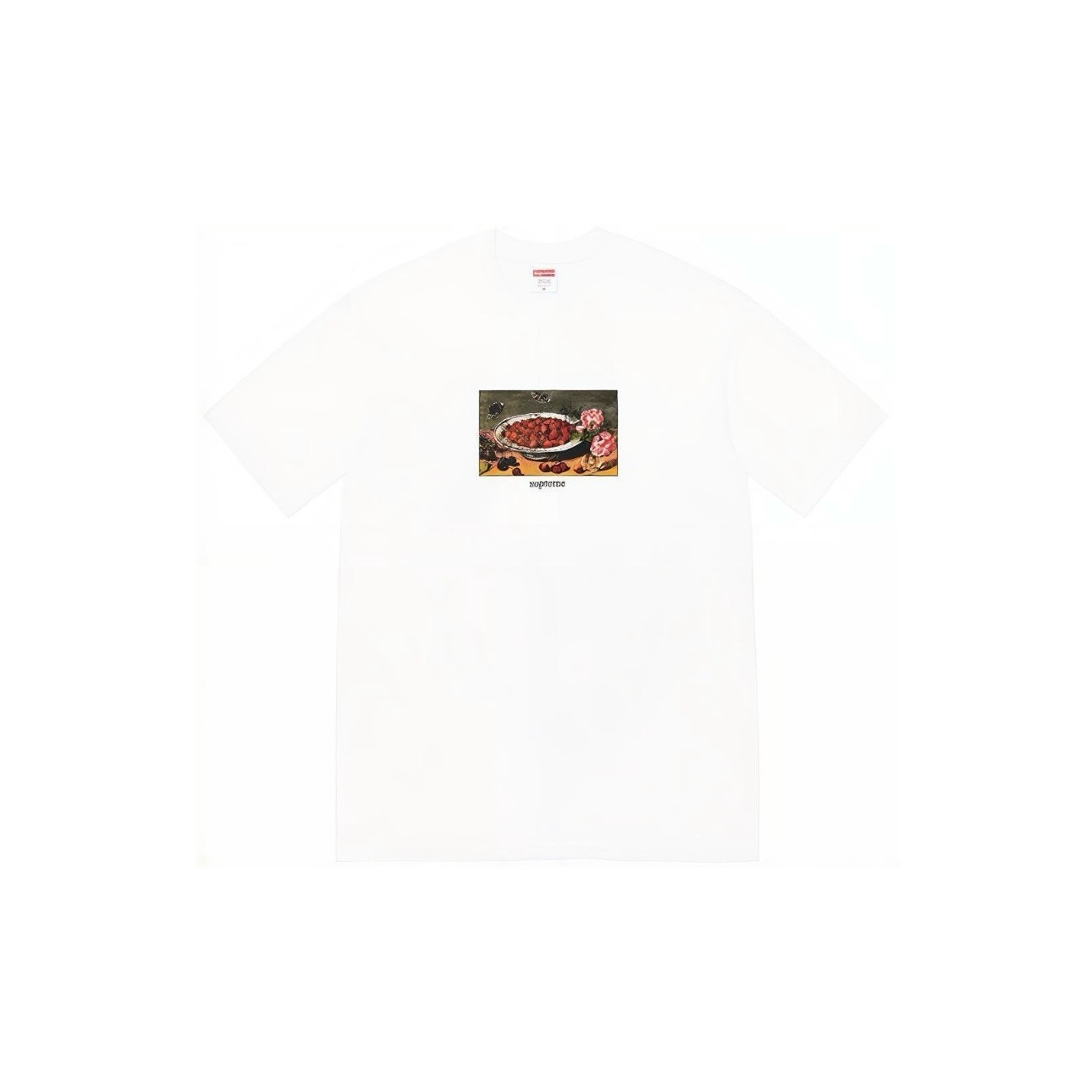 Short-sleeved T-shirt with strawberry pattern print