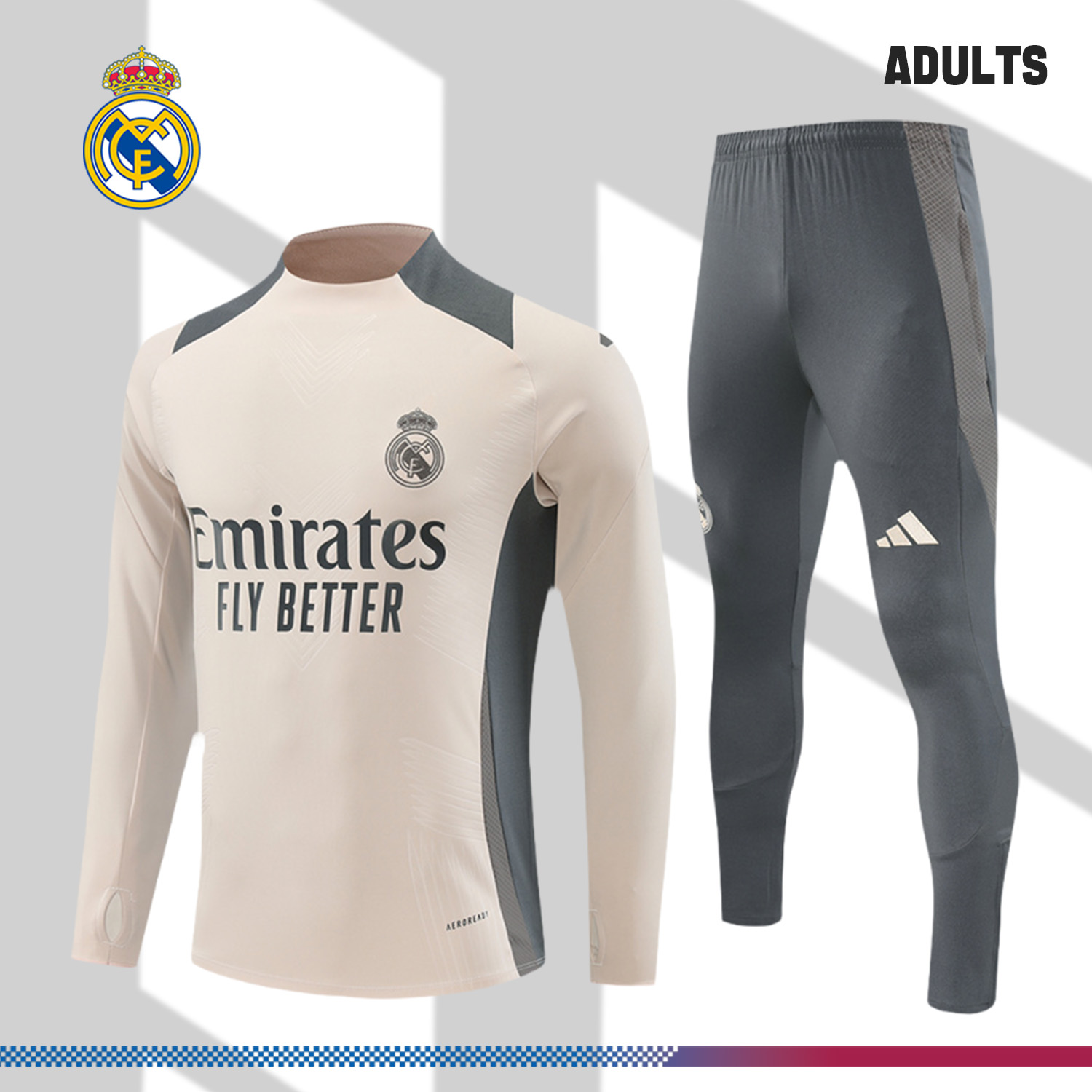 2024/2025 Real Madrid Apricot Adult Half Zip Training Kit (Adult Kit)