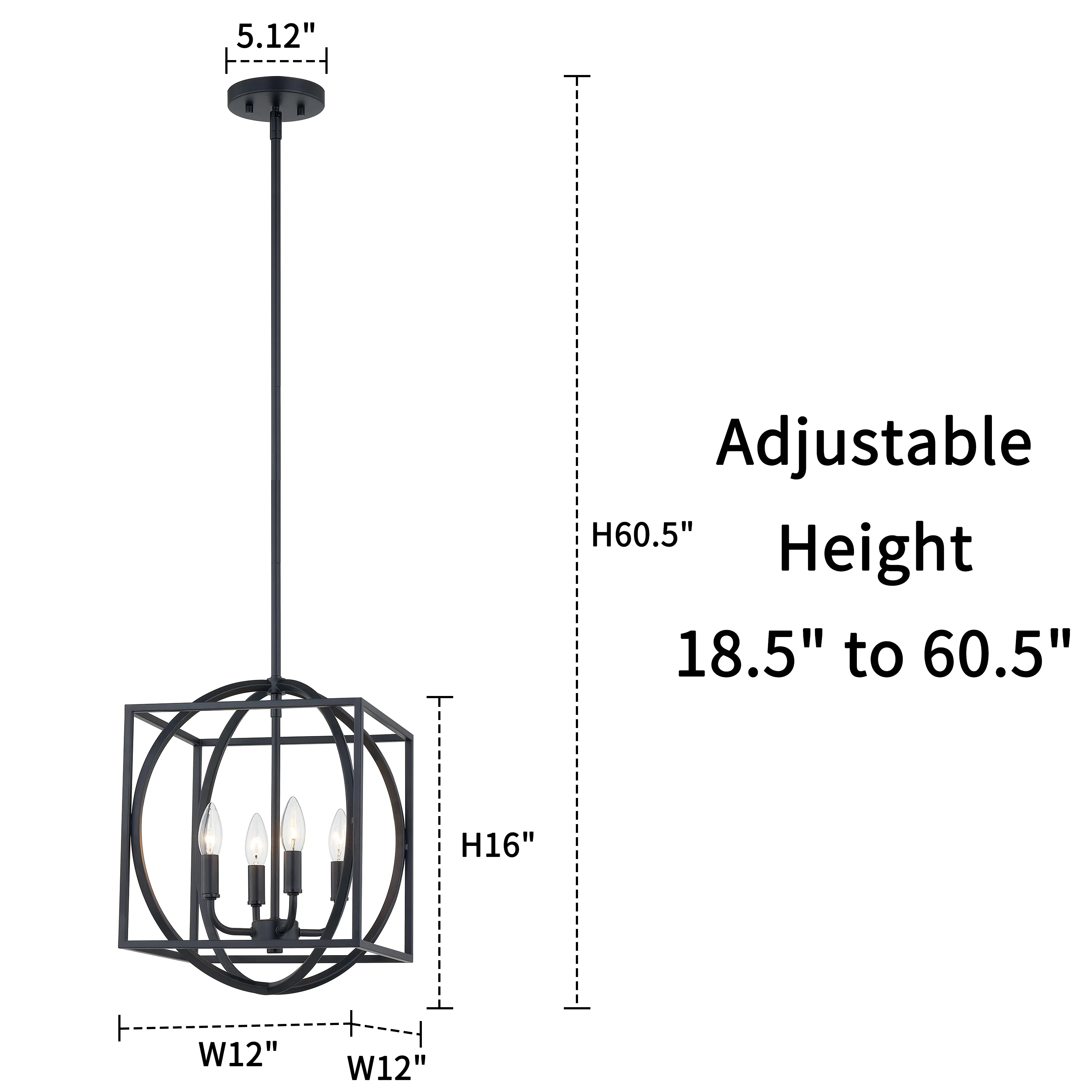 Kawoti  4-Light Classic Lantern Pendant Light Black