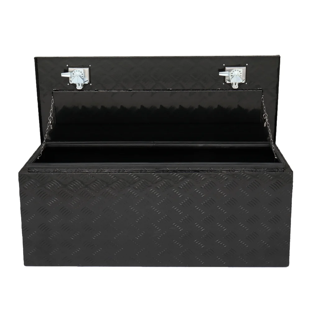 IVV Aluminum Truck Trailer Tool Box Pickup Underbody Truck Bed Storage Toolbox RV Trailer Organizer with T-Handle Latch Dual Lock Keys - Black, 42"L x 18"W x 17"H