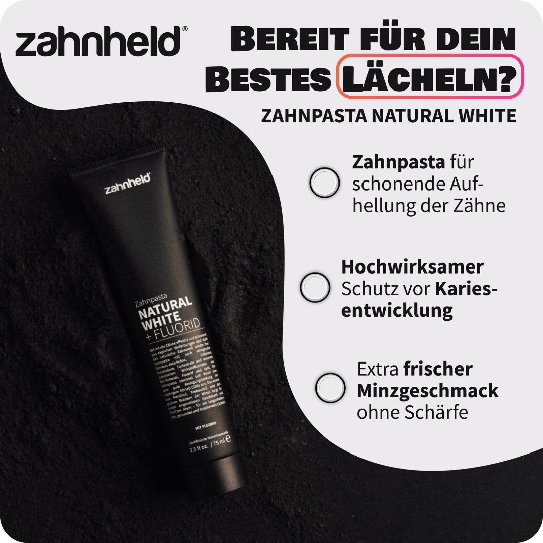 Natural White Zahnpasta (75 ml) – dein Einstieg ins sanfte Whitening, ohne Bleaching, vegan
