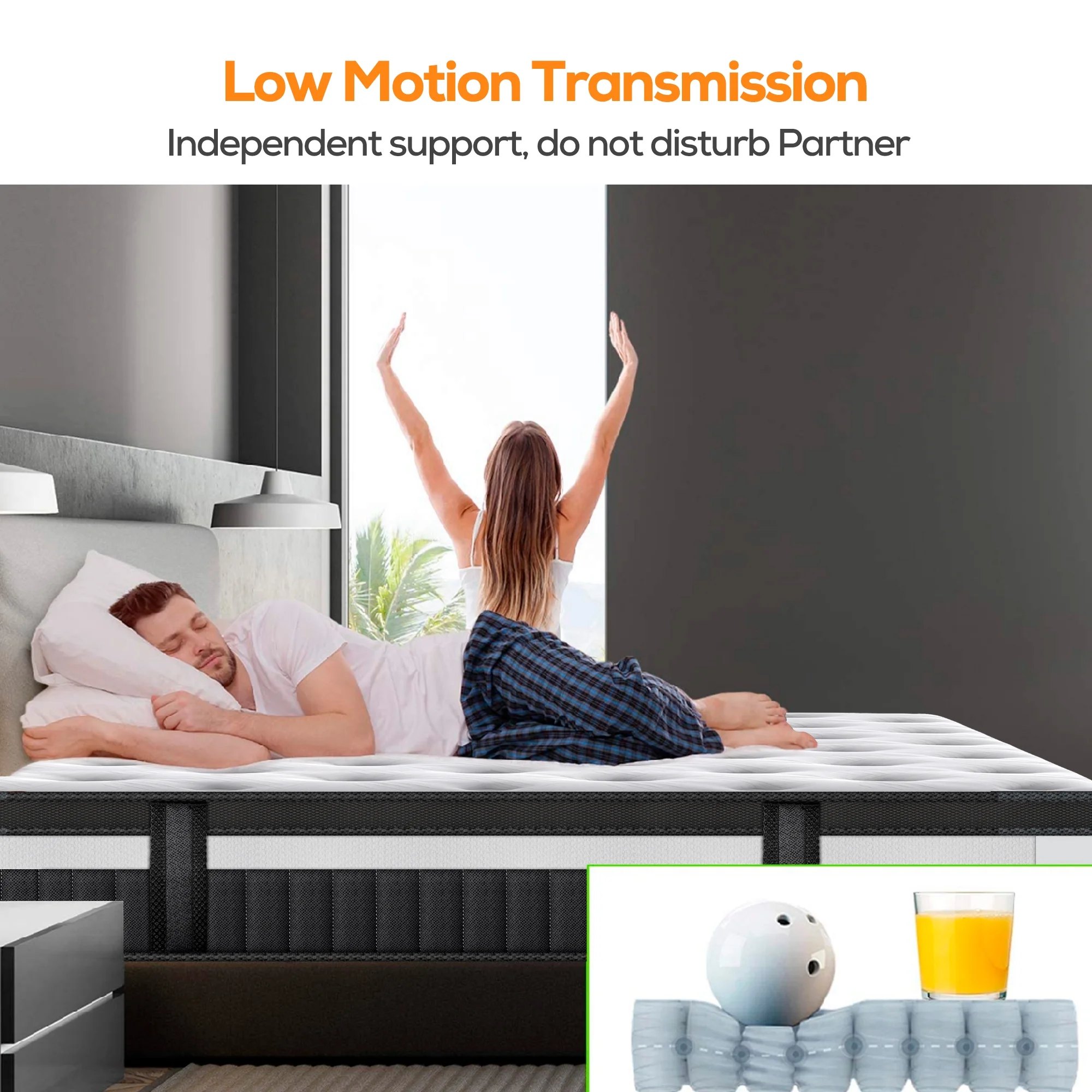 Qvamodo 14 in King Size Mattress in a Box, Gel Memory Foam Mattress for Cool Sleep & Pressure Relief, Medium Firm, Motion Isolating, CertiPUR-US Certified, Breathable