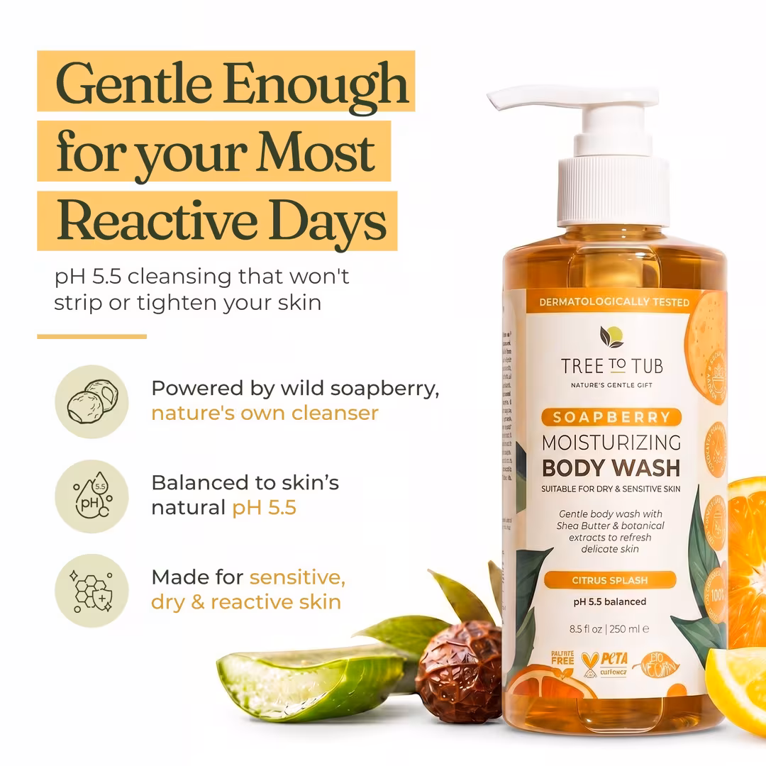 Tree To Tub  Soapberry Moisturizing Body Wash in Citrus Splash for Dry & Sensitive Skin