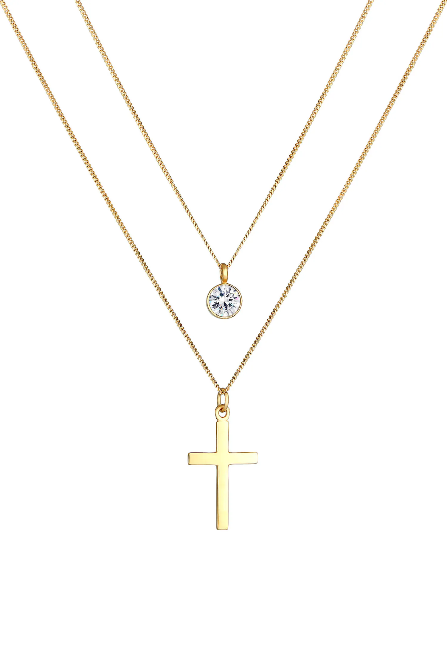 Layer Kreuz 925 Silber, mit Kristallen von Swarovski®