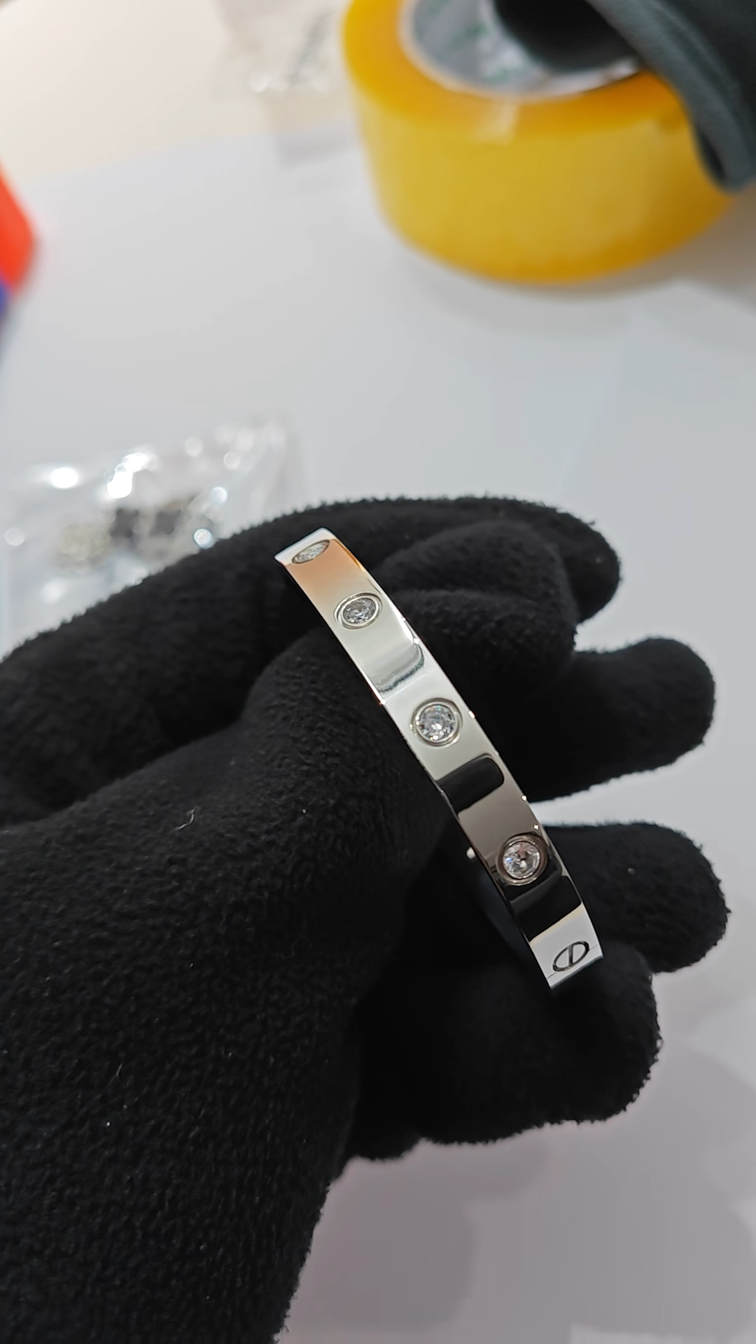 Cartier Love Bracelet Dupe with Ten Diamonds in White Gold