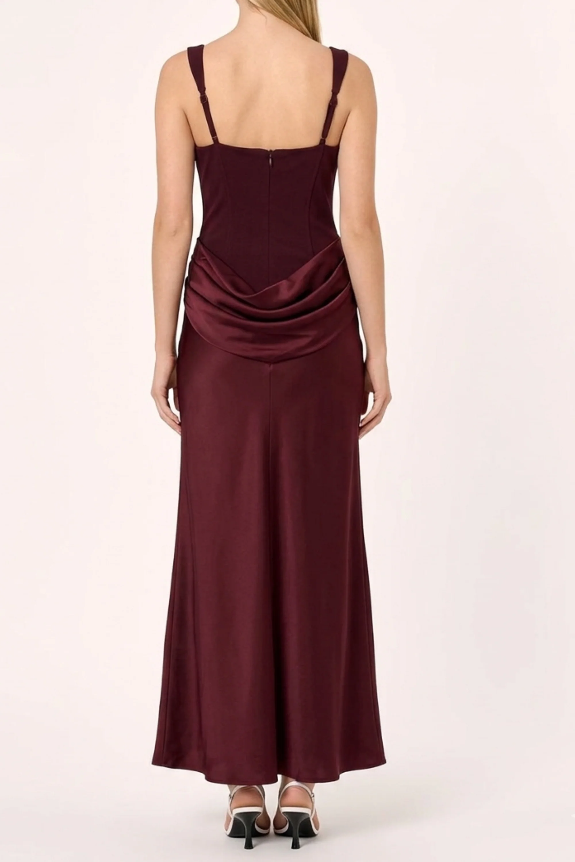 Garnet Maroon Drape Dress