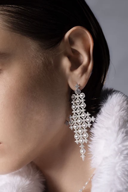 Orecchini pendenti Météorites con pavé