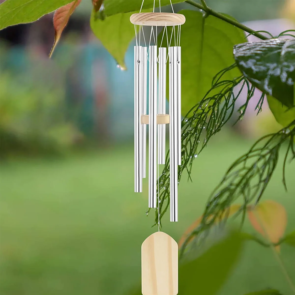 6 Tubes Wind Chime, 29'' Wooden Hanging Wind Chimes Window Wind Bells for Outdoor Indoor Home Decoration Mother's Day Gift