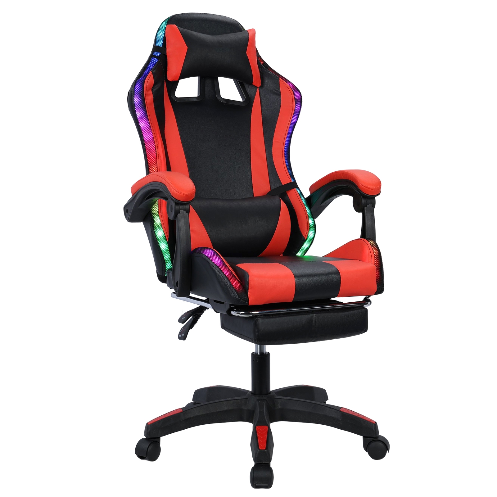 Yedigre Gaming Chair with Bluetooth-compatible Speakers and RGB LED Lights, Ergonomic Massage Computer Gaming Chair with Height Adjustable, Video Game Chair High Back with Lumbar Support