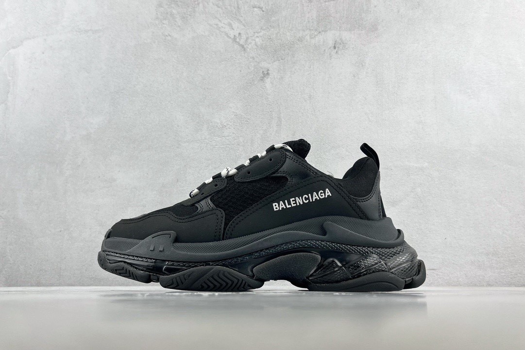 Balenciaga Triple S Clear Sole Sneakers Black Mirror Version 10A