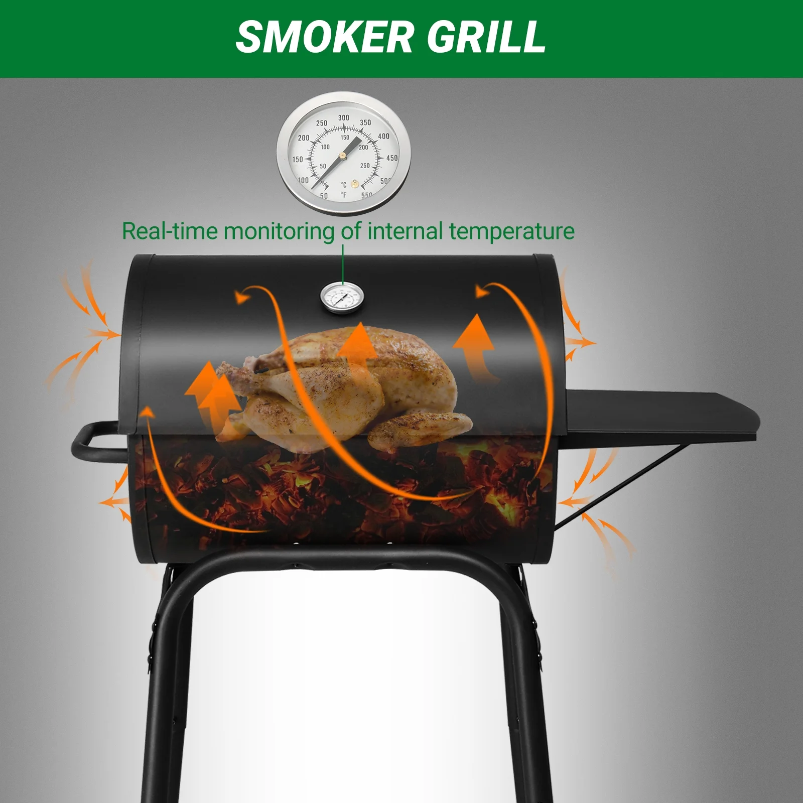 Zimtown BBQ Charcoal Grill Outdoor Barbecue Pit Smoker Grill Patio Backyard,Iron,Black