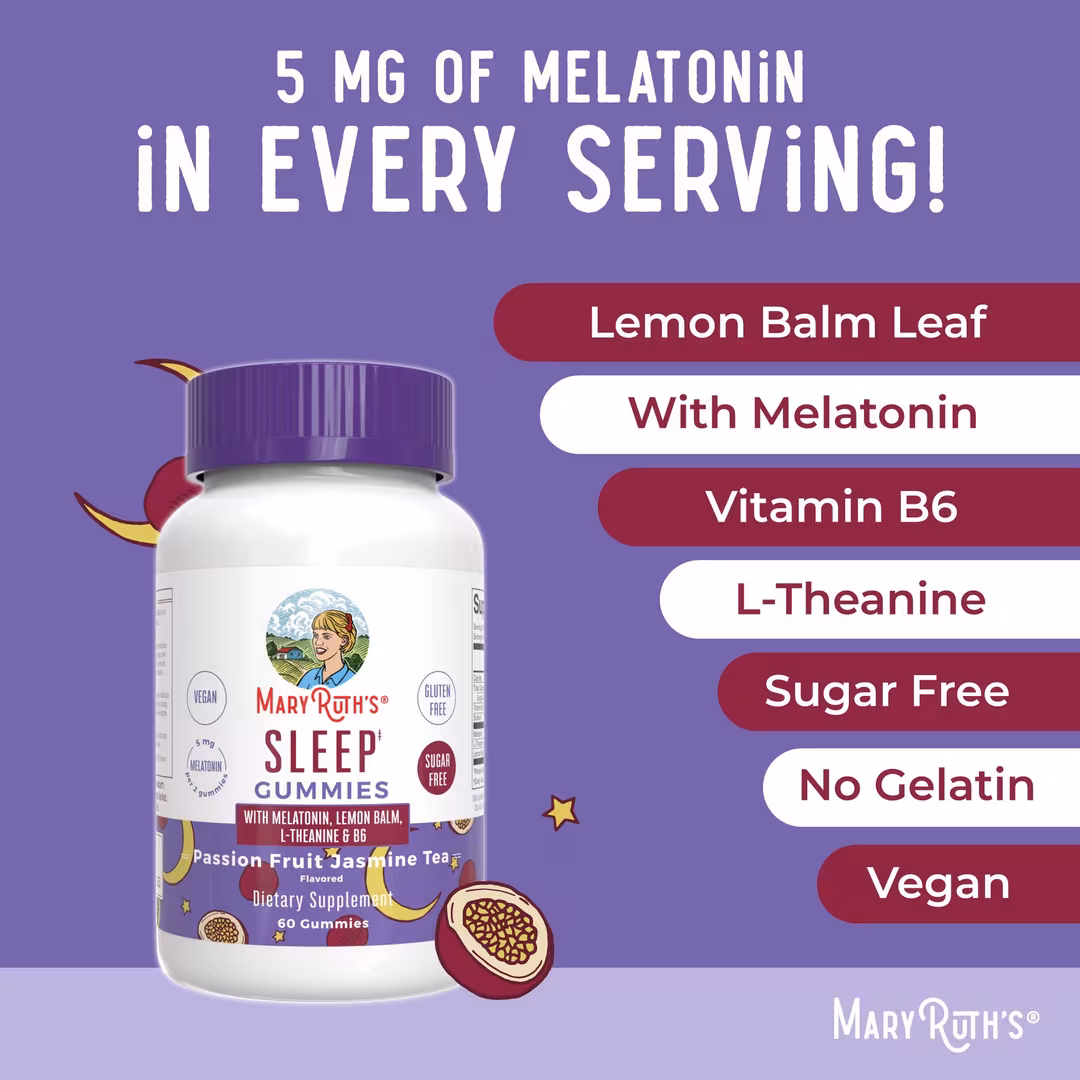 MaryRuth's  Adult Sleep Gummies With Melatonin Sugar Free Passionfruit Jasmine Tea