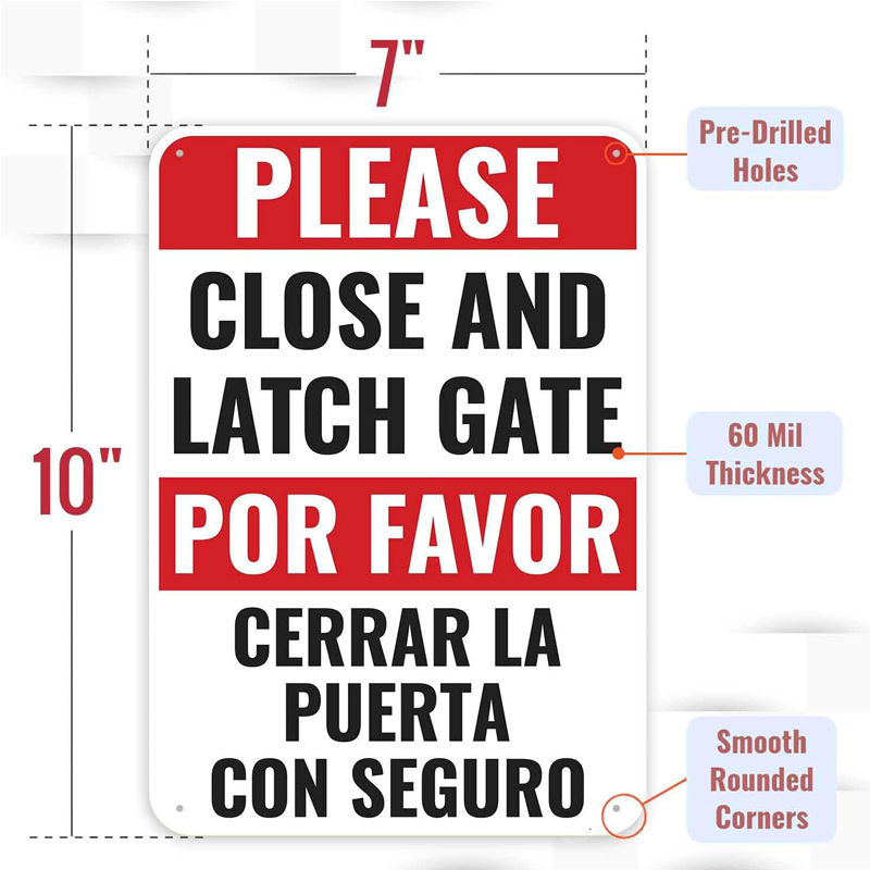 Directly supplied by the manufacturer, Spanish bilingual sign to keep the door closed and locked, aluminum reflective sign