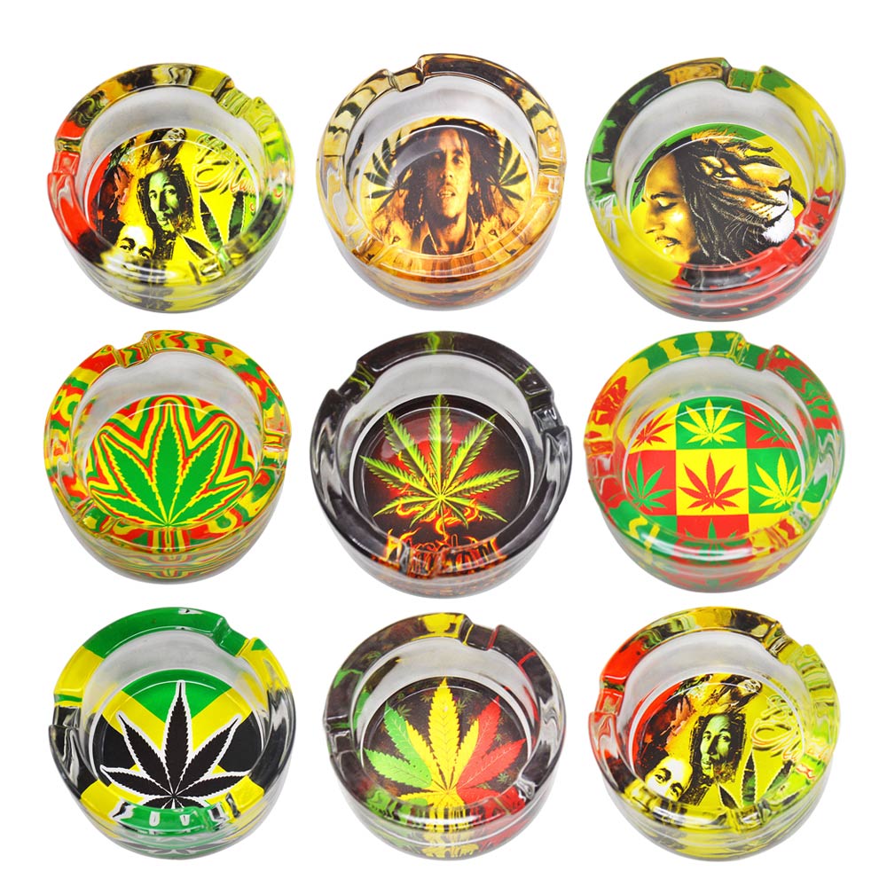 Marijuana Leaf Glass Ashtray (Random Pattern)