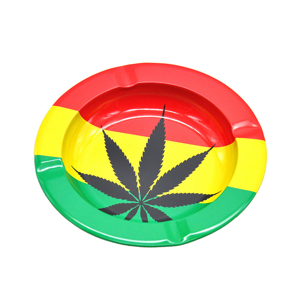 Marijuana Leaf Tin Ashtray (Random Pattern)