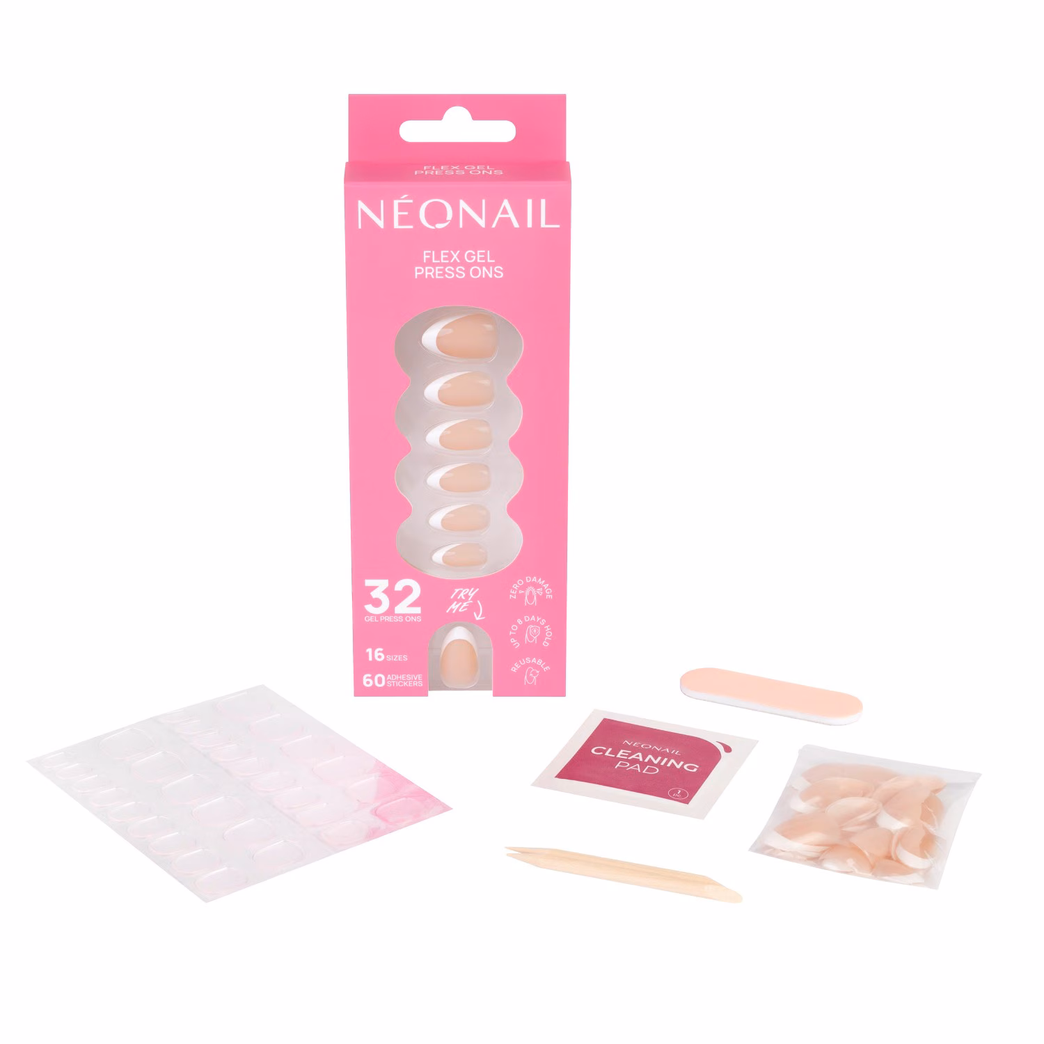 Flex Gel Press Ons 32 Stk - Perfect French Medium Almond