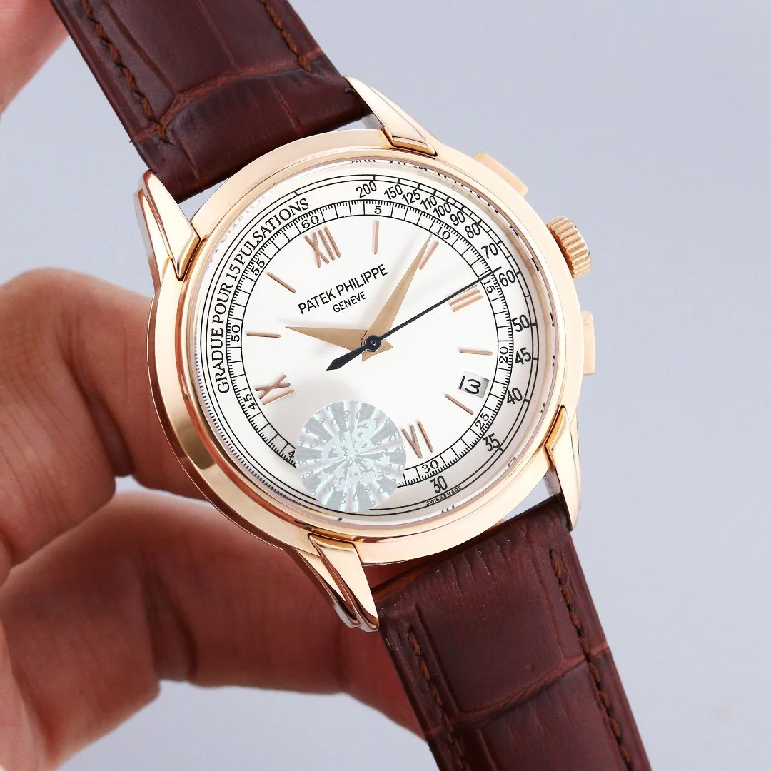 Patek Watch CHRONOGRAPH ROSE GOLD CASE 5975 WHITE DIAL
