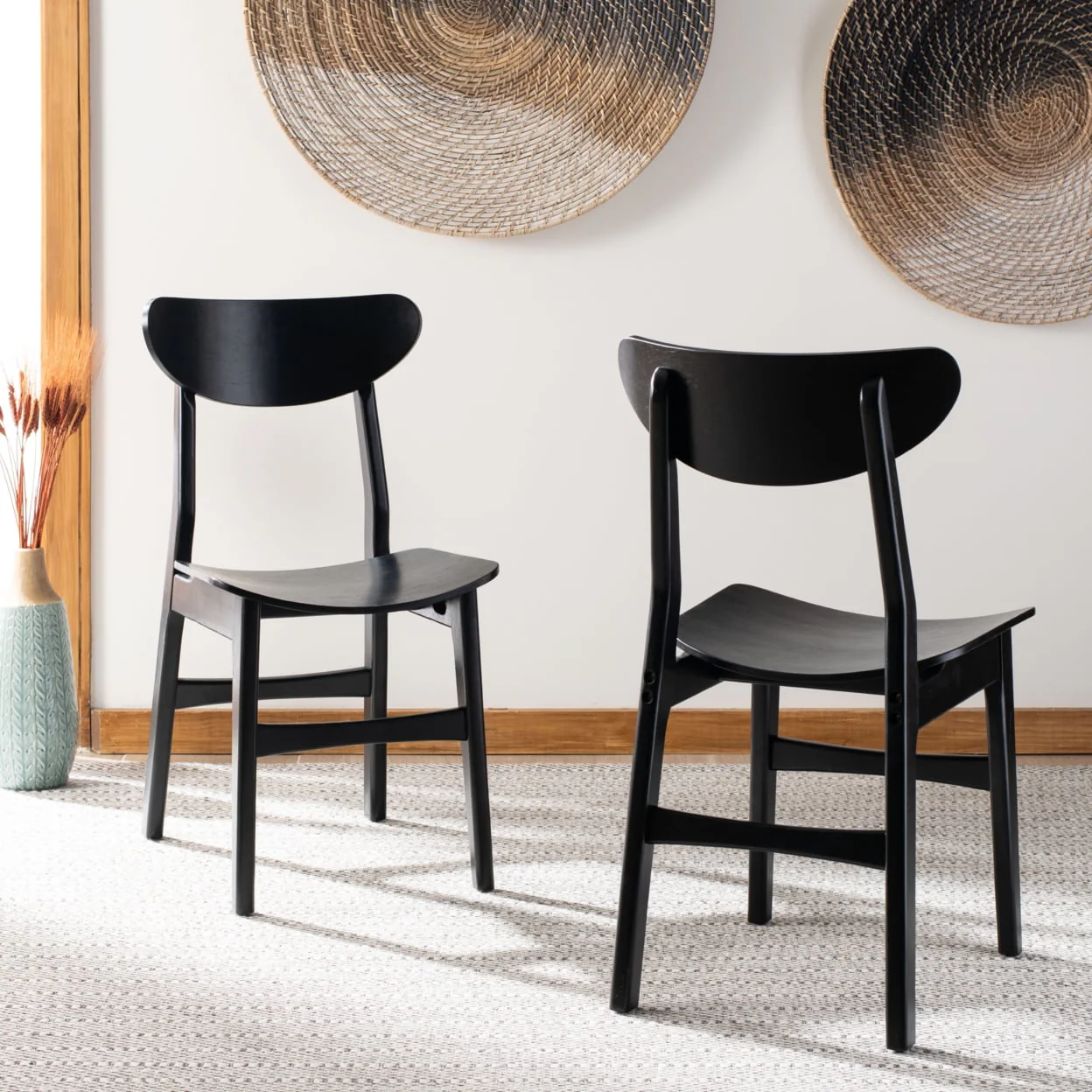 SAFAVIEH Lucca Retro Farmhouse Dining Chair, Natural, Set of 2