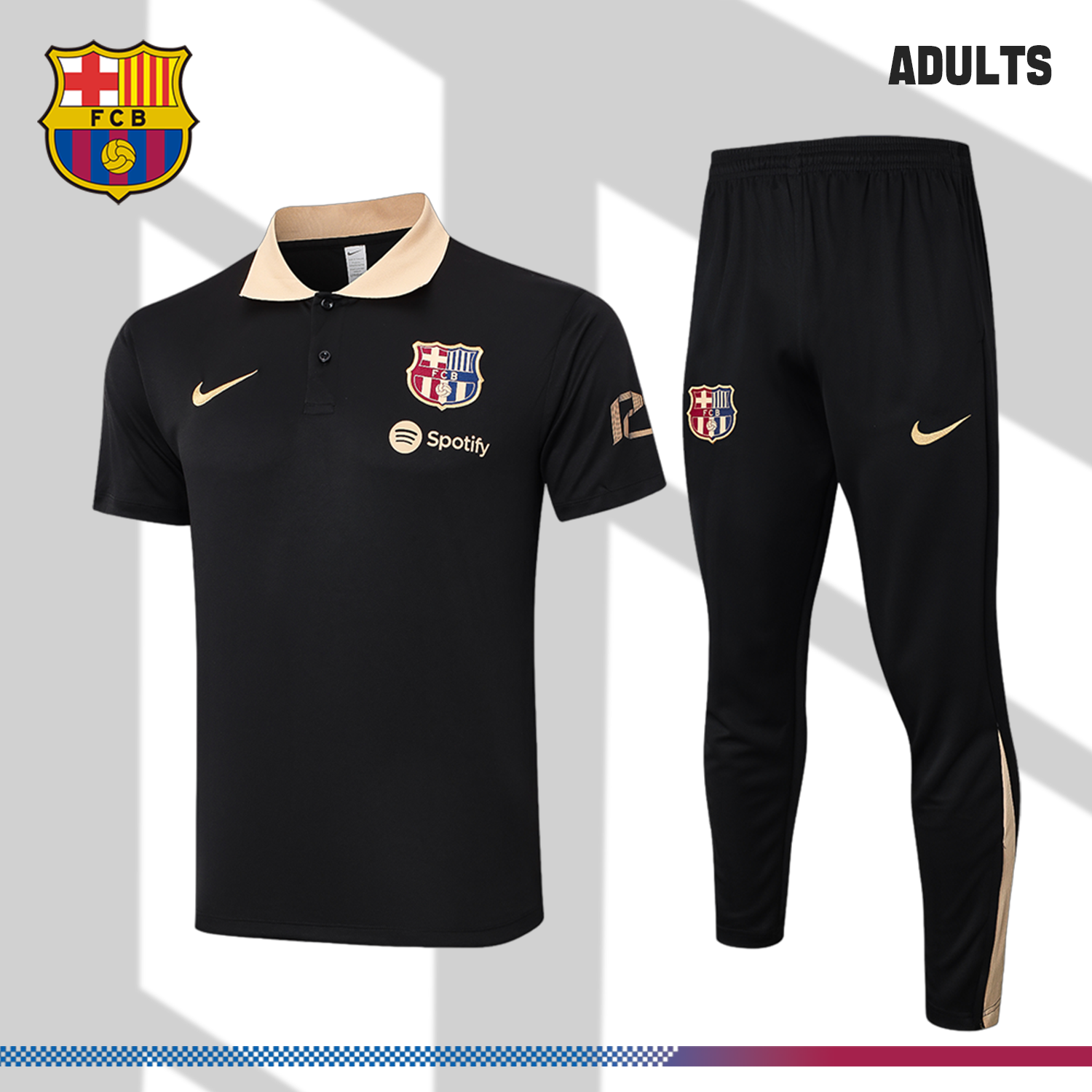 2024/2025 Barcelona Black Polo Kit (Adult Kit)